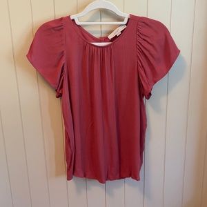Loft coral flutter blouse